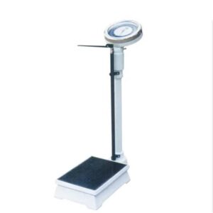 Mechanical weighing scale with a height meter